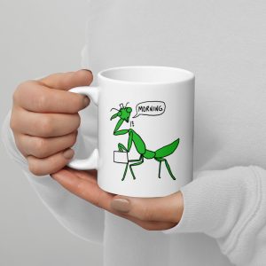 Morning Mantis - White glossy mug